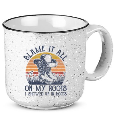 Blame It All On My Roots Cowboy Hat Western Country Music 15oz Campfire Ceramic Mug