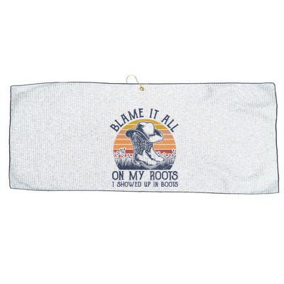 Blame It All On My Roots Cowboy Hat Western Country Music Large Microfiber Waffle Golf Towel
