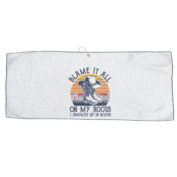 Blame It All On My Roots Cowboy Hat Western Country Music Large Microfiber Waffle Golf Towel