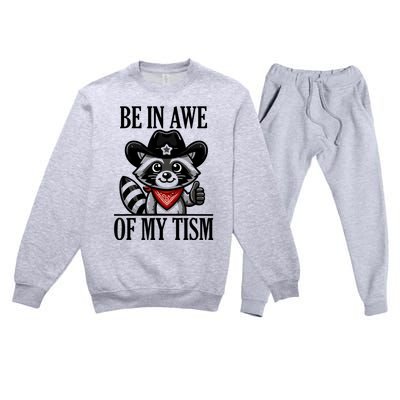 Be In Awe Of My Tism Funny Premium Crewneck Sweatsuit Set