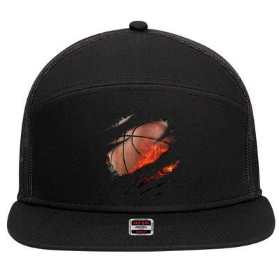 Basketball Inside A Cool Gift Basketball In Me Design Basketballdesign 7 Panel Mesh Trucker Snapback Hat