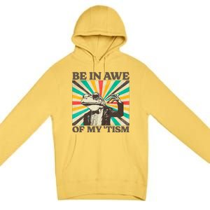 Be In Awe Of My Tism Retro Funny Frog Autism Premium Pullover Hoodie