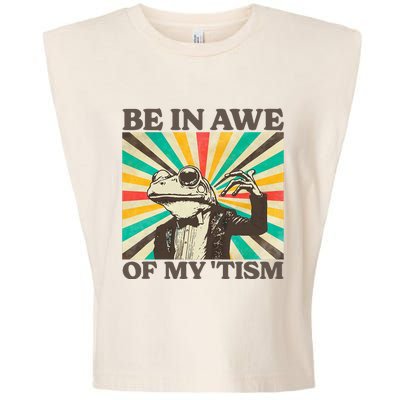 Be In Awe Of My Tism Retro Funny Frog Autism Garment-Dyed Women's Muscle Tee