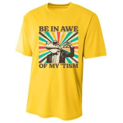 Be In Awe Of My Tism Retro Funny Frog Autism Performance Sprint T-Shirt