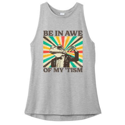 Be In Awe Of My Tism Retro Funny Frog Autism Ladies PosiCharge Tri-Blend Wicking Tank