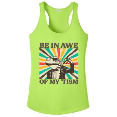 Be In Awe Of My Tism Retro Funny Frog Autism Ladies PosiCharge Competitor Racerback Tank