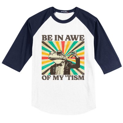 Be In Awe Of My Tism Retro Funny Frog Autism Baseball Sleeve Shirt