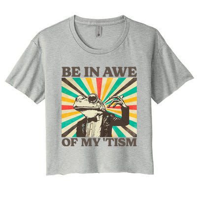 Be In Awe Of My Tism Retro Funny Frog Autism Women's Crop Top Tee