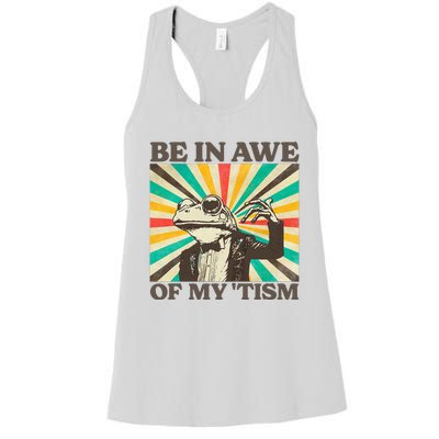 Be In Awe Of My Tism Retro Funny Frog Autism Women's Racerback Tank