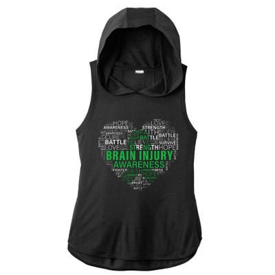 Brain Injury Awareness Fighting Hope Support Strong Warrior Ladies PosiCharge Tri-Blend Wicking Draft Hoodie Tank