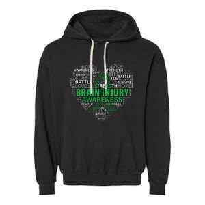 Brain Injury Awareness Fighting Hope Support Strong Warrior Garment-Dyed Fleece Hoodie