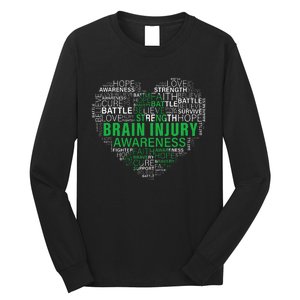 Brain Injury Awareness Fighting Hope Support Strong Warrior Long Sleeve Shirt