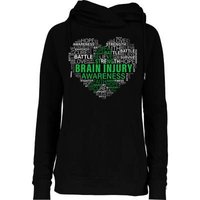 Brain Injury Awareness Fighting Hope Support Strong Warrior Womens Funnel Neck Pullover Hood