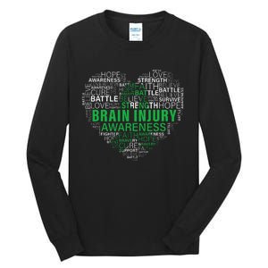 Brain Injury Awareness Fighting Hope Support Strong Warrior Tall Long Sleeve T-Shirt