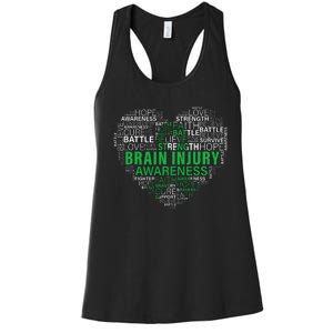 Brain Injury Awareness Fighting Hope Support Strong Warrior Women's Racerback Tank