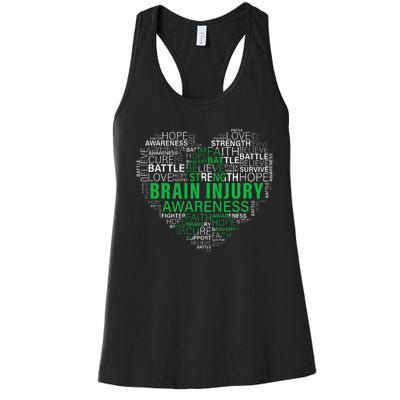 Brain Injury Awareness Fighting Hope Support Strong Warrior Women's Racerback Tank