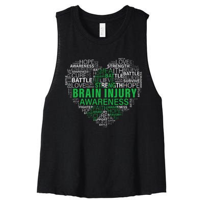 Brain Injury Awareness Fighting Hope Support Strong Warrior Women's Racerback Cropped Tank