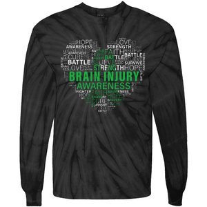 Brain Injury Awareness Fighting Hope Support Strong Warrior Tie-Dye Long Sleeve Shirt