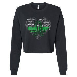 Brain Injury Awareness Fighting Hope Support Strong Warrior Cropped Pullover Crew