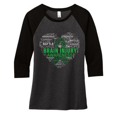 Brain Injury Awareness Fighting Hope Support Strong Warrior Women's Tri-Blend 3/4-Sleeve Raglan Shirt