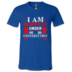 Backprint I Am Currently Under Construction Workout Gift V-Neck T-Shirt