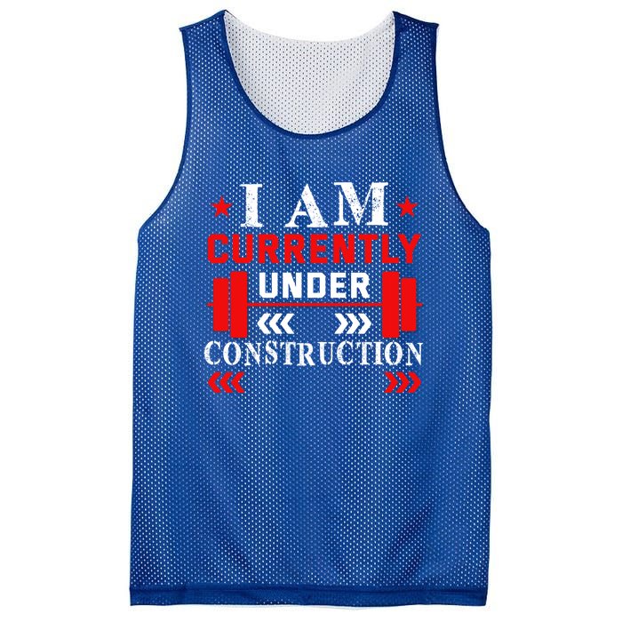 Backprint I Am Currently Under Construction Workout Gift Mesh Reversible Basketball Jersey Tank