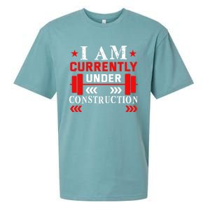 Backprint I Am Currently Under Construction Workout Gift Sueded Cloud Jersey T-Shirt