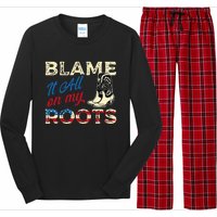 Blame It All On My Roots Country Music Lover Southern Long Sleeve Pajama Set