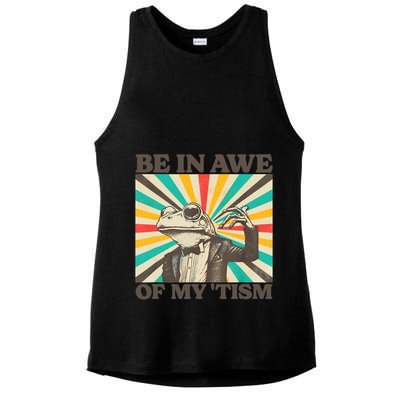 Be In Awe Of My Tism Retro Funny Frog Autism Ladies PosiCharge Tri-Blend Wicking Tank