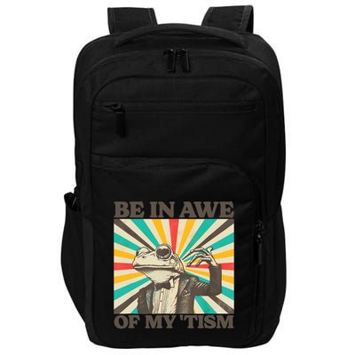 Be In Awe Of My Tism Retro Funny Frog Autism Impact Tech Backpack