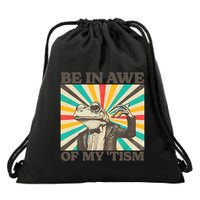 Be In Awe Of My Tism Retro Funny Frog Autism Drawstring Bag