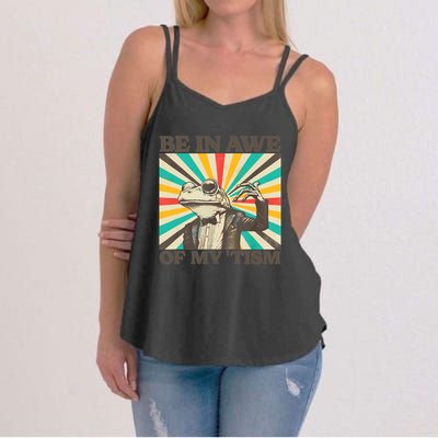 Be In Awe Of My Tism Retro Funny Frog Autism Women's Strappy Tank