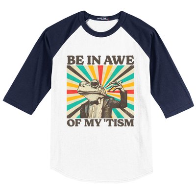 Be In Awe Of My Tism Retro Funny Frog Autism Baseball Sleeve Shirt