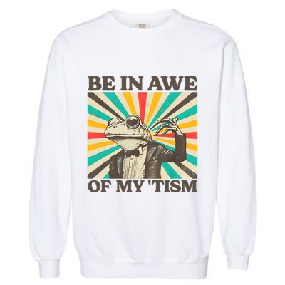Be In Awe Of My Tism Retro Funny Frog Autism Garment-Dyed Sweatshirt