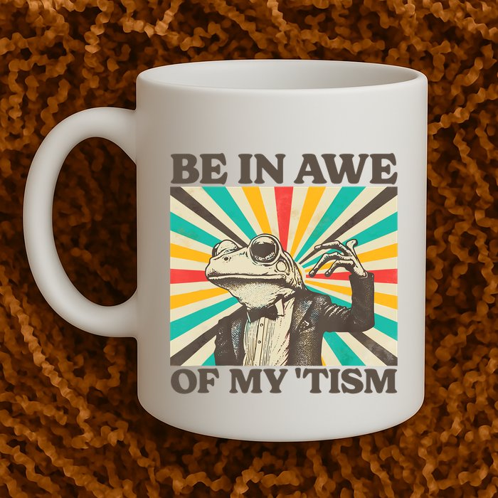 Be In Awe Of My Tism Retro Funny Frog Autism Mug