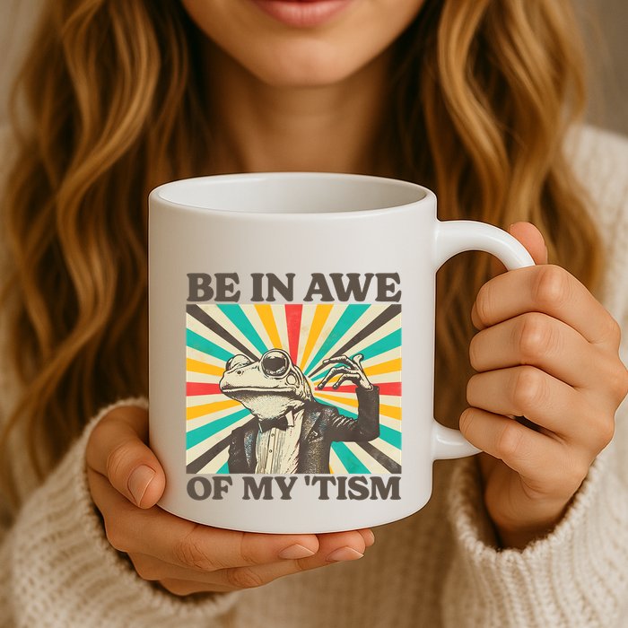 Be In Awe Of My Tism Retro Funny Frog Autism Mug