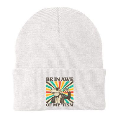 Be In Awe Of My Tism Retro Funny Frog Autism Beanie