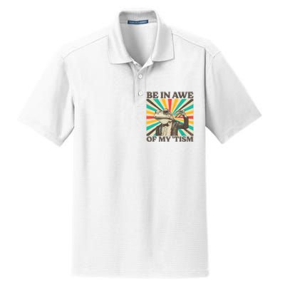 Be In Awe Of My Tism Retro Funny Frog Autism Dry Zone Grid Polo