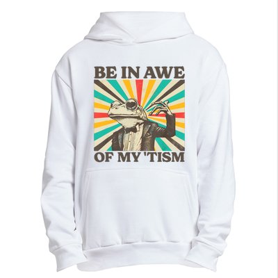 Be In Awe Of My Tism Retro Funny Frog Autism Urban Pullover Hoodie