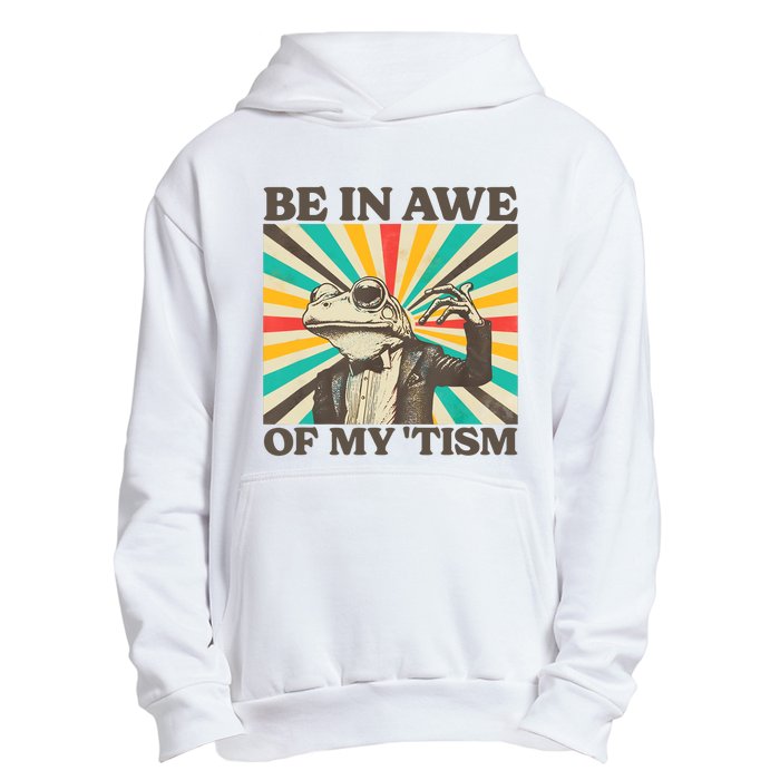 Be In Awe Of My Tism Retro Funny Frog Autism Urban Pullover Hoodie