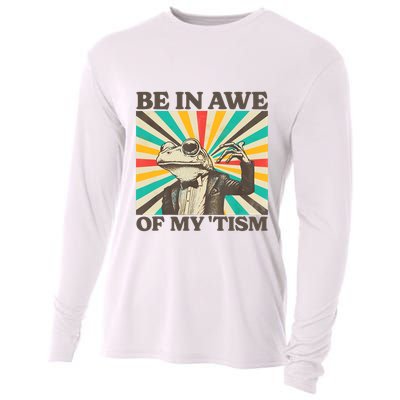 Be In Awe Of My Tism Retro Funny Frog Autism Cooling Performance Long Sleeve Crew