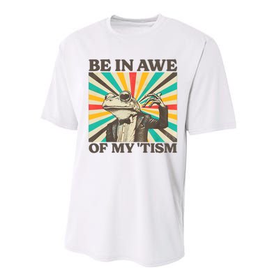 Be In Awe Of My Tism Retro Funny Frog Autism Performance Sprint T-Shirt