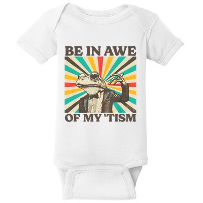 Be In Awe Of My Tism Retro Funny Frog Autism Baby Bodysuit