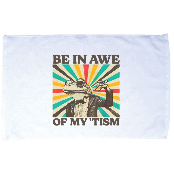 Be In Awe Of My Tism Retro Funny Frog Autism Microfiber Hand Towel
