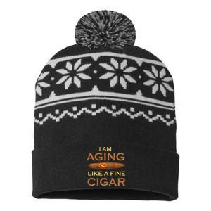 Backprint I Am Aging Like A Fine Cigar USA-Made Snowflake Beanie