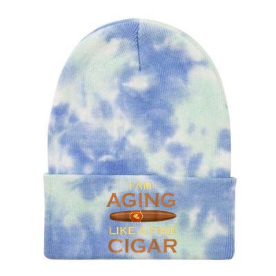 Backprint I Am Aging Like A Fine Cigar Tie Dye 12in Knit Beanie