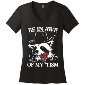 Be In Awe Of My Tism Retro Style Women's V-Neck T-Shirt