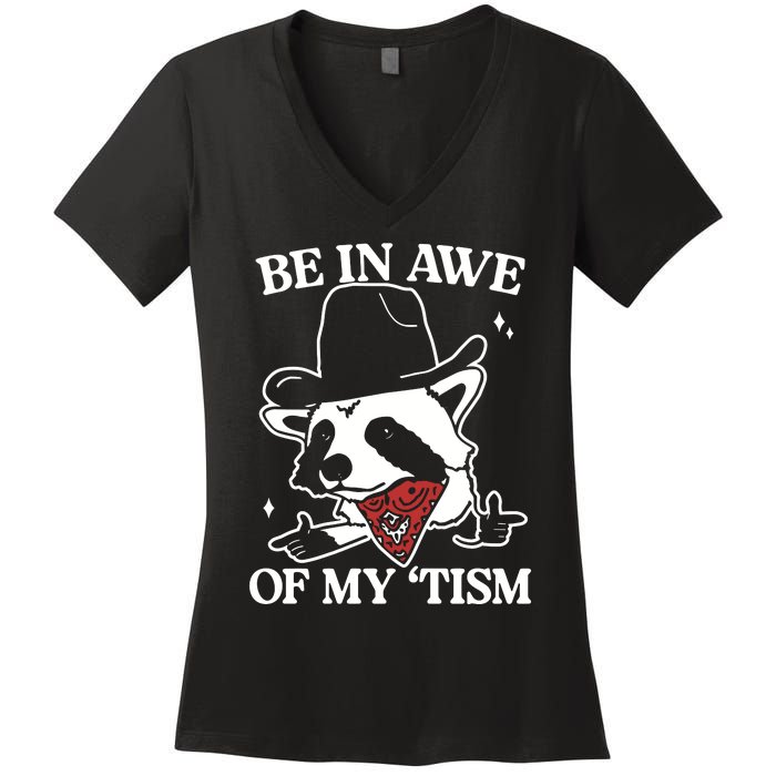 Be In Awe Of My Tism Retro Style Women's V-Neck T-Shirt