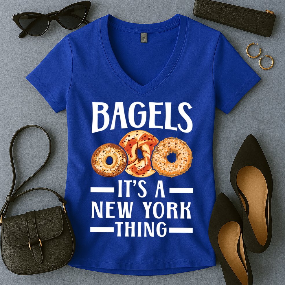 Bagels Its A New York Thing Food Lover Jewish Bagel Gift Women's V-Neck T-Shirt