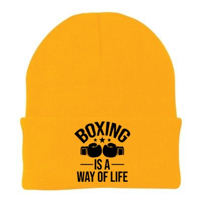 Boxing Is A Way Of Life Gift Kickboxing Kickboxer Gym Boxer Gift Knit Cap Winter Beanie